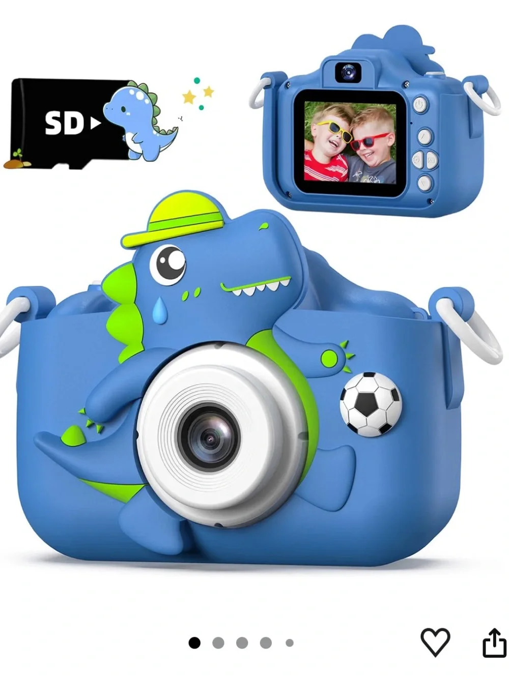 Kids Digital Camera - Blue Dinosaur Design